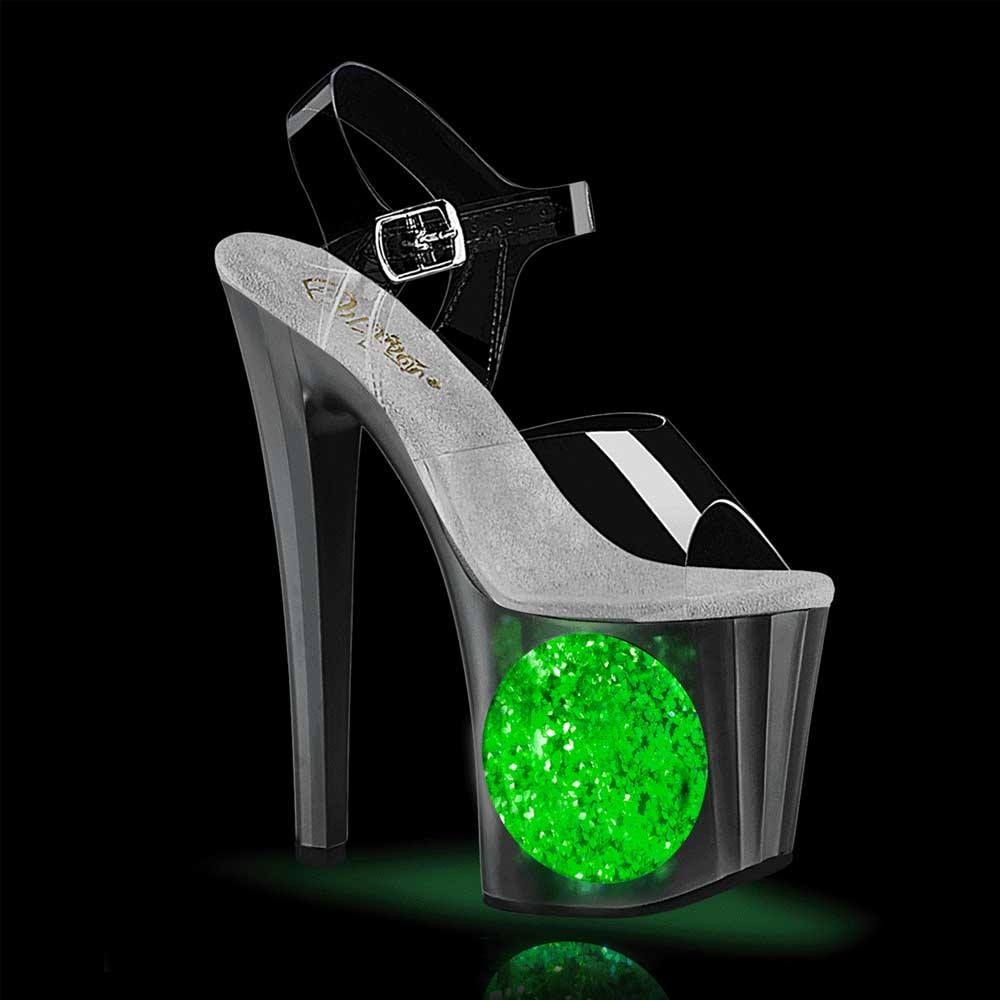 Pleaser - ENCHANT708LTCIRCLE Sandale à bride à la cheville, Pole dance chaussures - Couleur argent/Transparent Product image